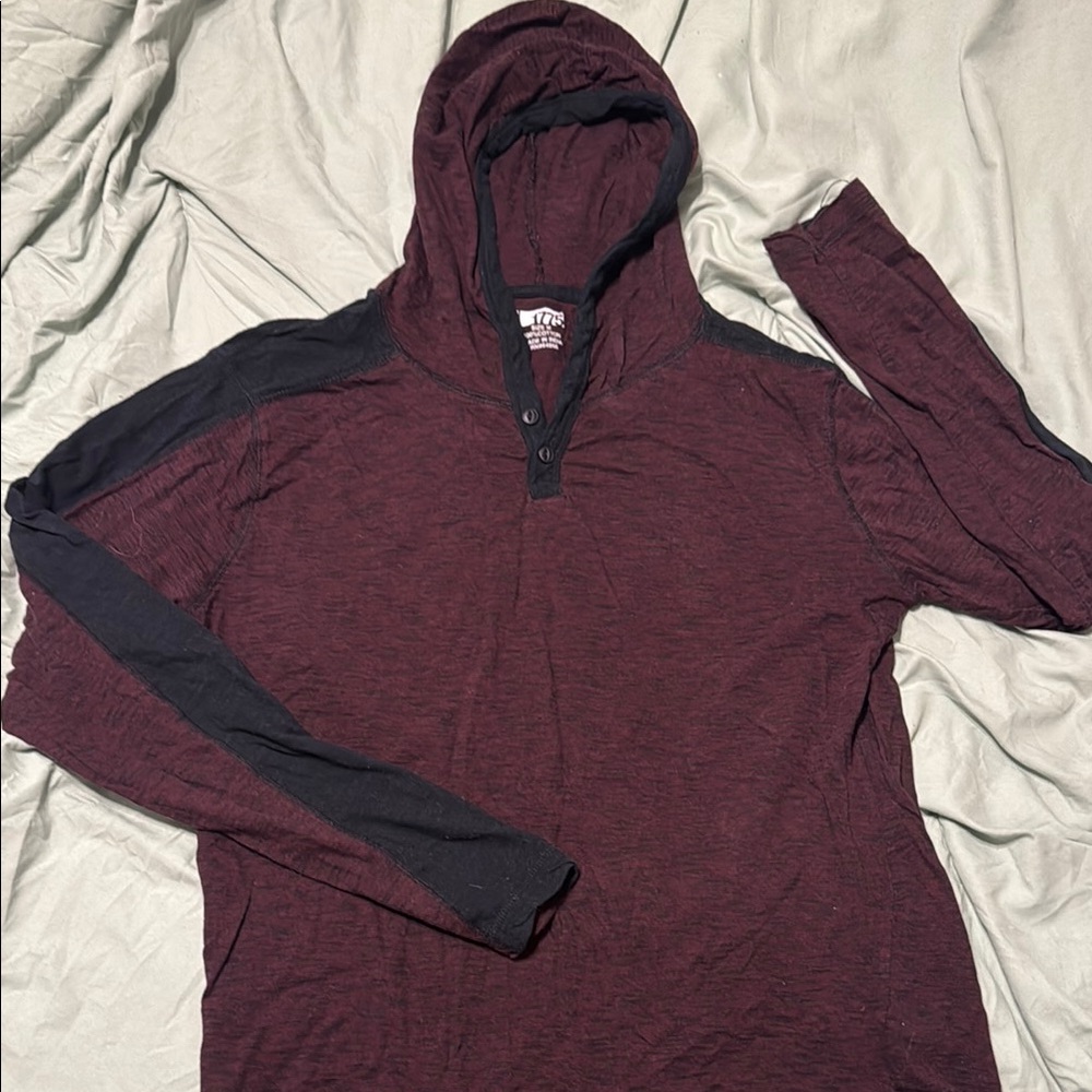 Men's Burgundy and Black Lightweight Hoodie